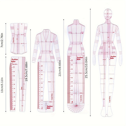 Transparent Body Model Skirt Design Template - Hand drawn Fashion Model Pattern, Suitable for Sewing and Weaving