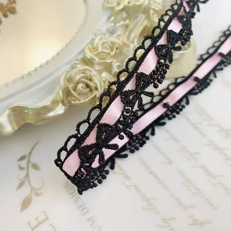 Lace Trim, Pink Floral Lace Trim 1 Yard, Sewing Projects, Scrapbooking Supplies, DIY Crafts, Wide Lace for Gift Wrapping - Bl