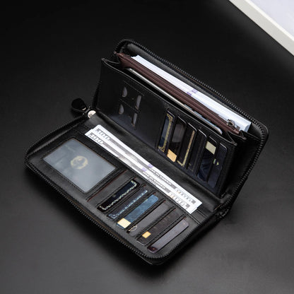 Men's Long Zipper Wallet High Quality Pu Leather Wallet For Men RFID Blocking Business Clutch Bag Credit Card Holder Purse Ma