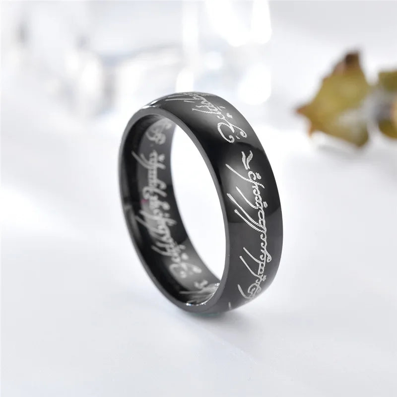 6MM Stainless Steel Laser Engraving Exquisite Couples Wedding Rings, Men And Women Fashion Movie Jewelry Gifts