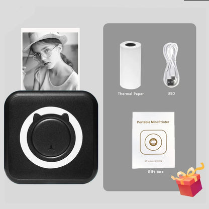 MINI Print Portable Thermal Printer Photo Pocket Thermal Label Printer 58mm Printing Wireless Bluetooth Android IOS - black