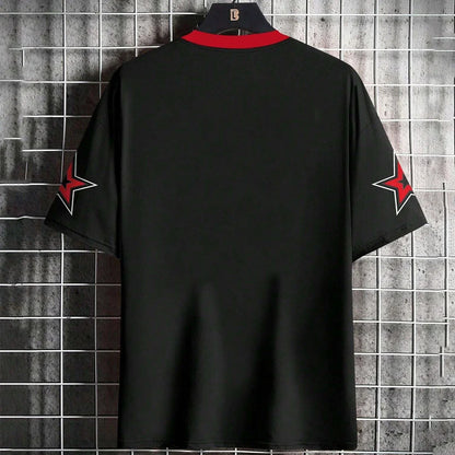 Men's Letter Number Print Round Neck Short Sleeve T-shirt Outdoor Sports Fans Wear Men's Women's T-shirts