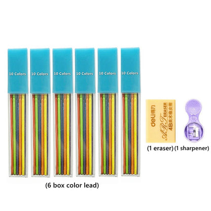 2.0 mm Mechanical Pencils Set 2B Automatic Student Pencils with Sharpener Color Pencil Leads School Pens Kawaii Cute Statione