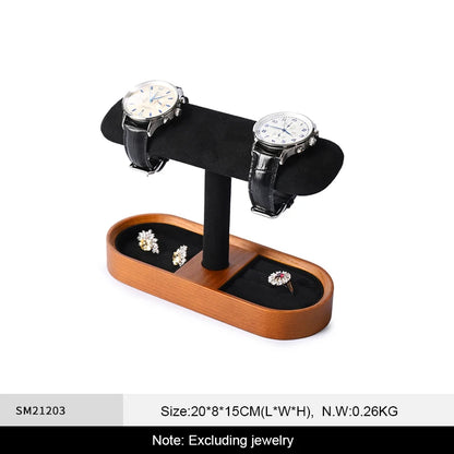 WoodTen Solid Wood Watches Display Stands Base Watch Necklace Bracelet Organizer Rack Bangle Scrunchie Headband Showcase Stan