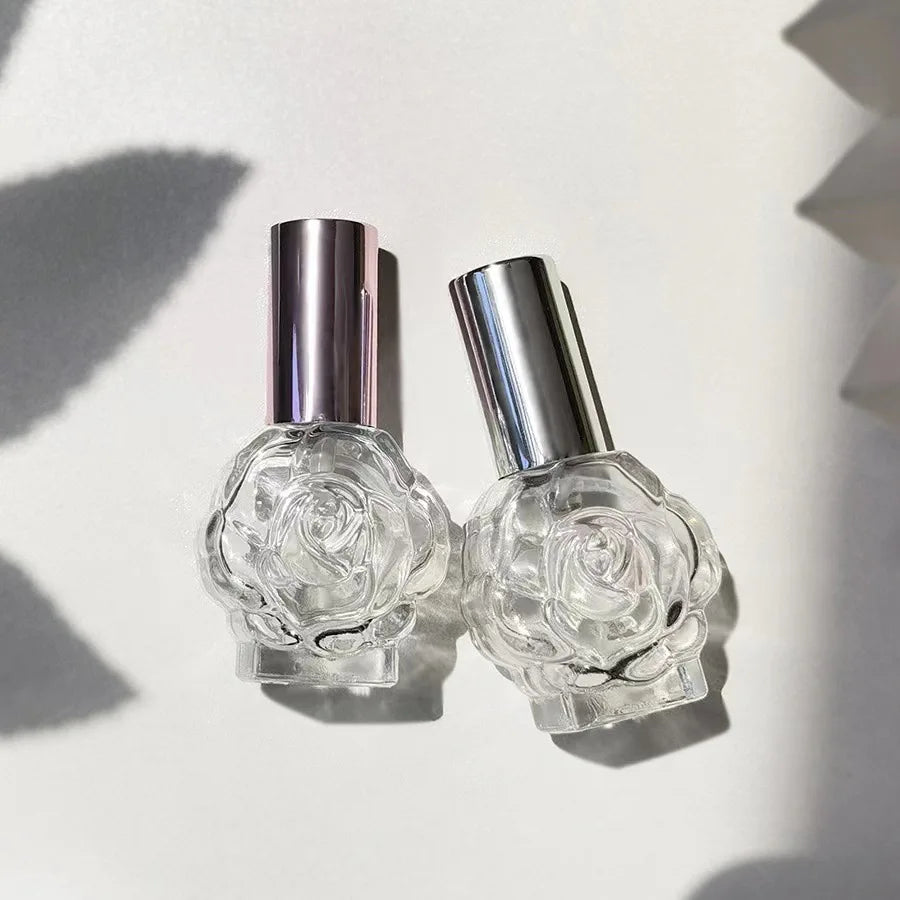 Perfume Bottle 10ML Glass Spray Mini Rose Shape Bottle Empty Cosmetic Alcohol Container Mist Atomizer Travel Simple Sprayer