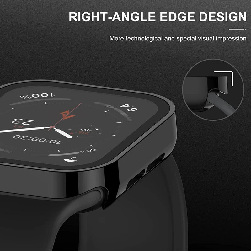 Glass+Case for Apple Watch 42 46mm 45mm 41 49 44mm 40 Mm Straight Edge Screen Protector Cover Case iWatch SE 6 7 8 9 10 11 Ul