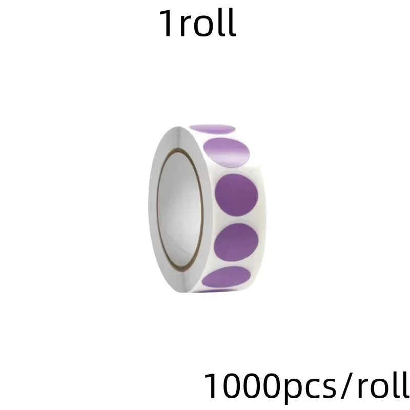 1000 PCS Color Dot Label Sticker Classification Mark Coated Paper Sticker Rolls Kawaii Stationery Aesthetic - Purple-1000pcs 