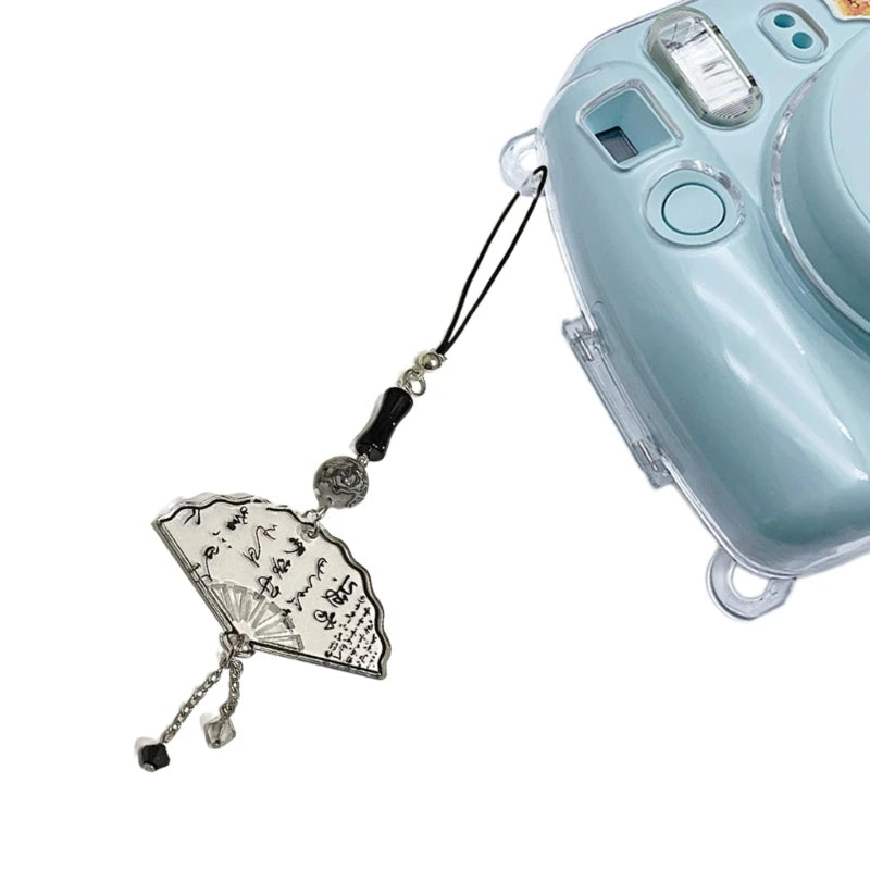 Acrylic Chinese Style Butterfly Pendant Phone Charm DIY Handmade Fan Calligraphy Mobile Phone Strap Anti-Lost Hanging Cord