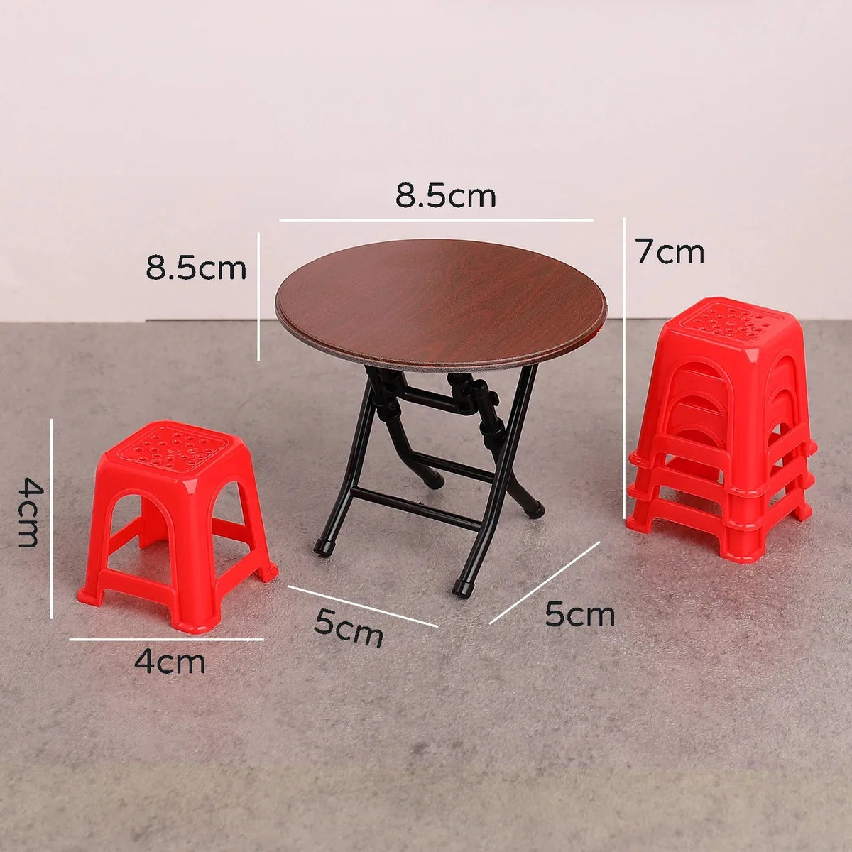 Miniature Vintage Table And Chair Set Guangdong Stool Simulation Model Accessories For Kids Pretend Play Dollhouse Mini Furni