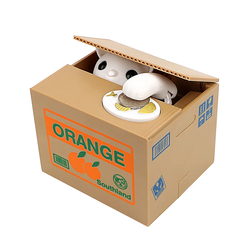 Cute Automated Panda Cat Steal Coin Bank Money Saving Box Electronic Money Boxes Kids Gift Piggy Banks - Orange Cat