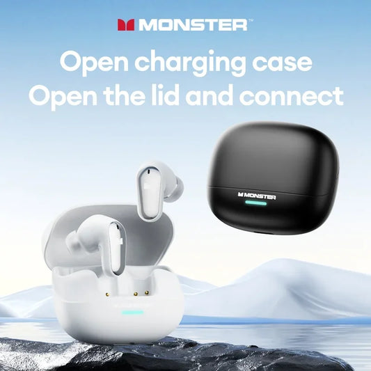 Monster MQT52 Gaming Headset TWS Wireless Bluetooth 5.4 HIFI Stereo Sound Earphones Talking Noise Canceling Earbuds with Mic
