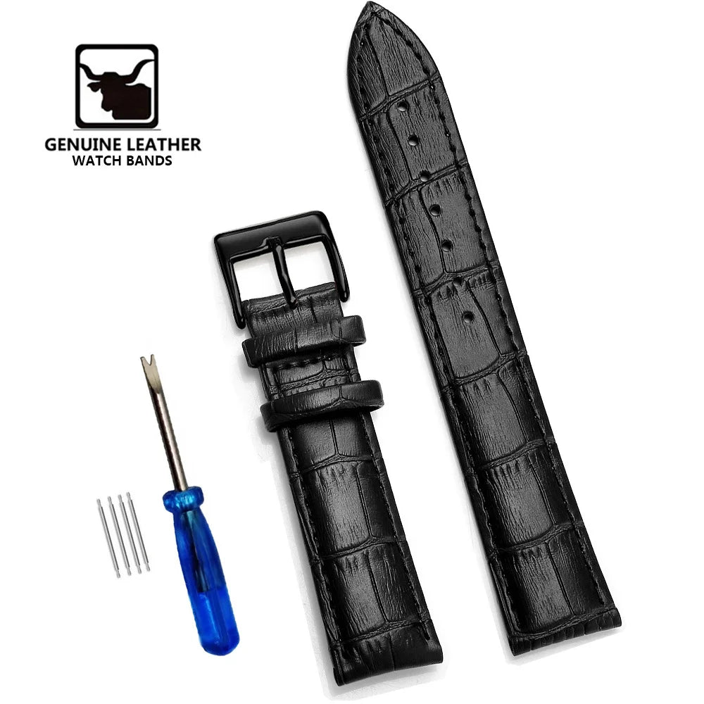 Premium Genuine Leather Watchbands 12/14/16/18/19/20/21/22/24 mm Watch Band Strap Wrist Belt Bracelet + Tool