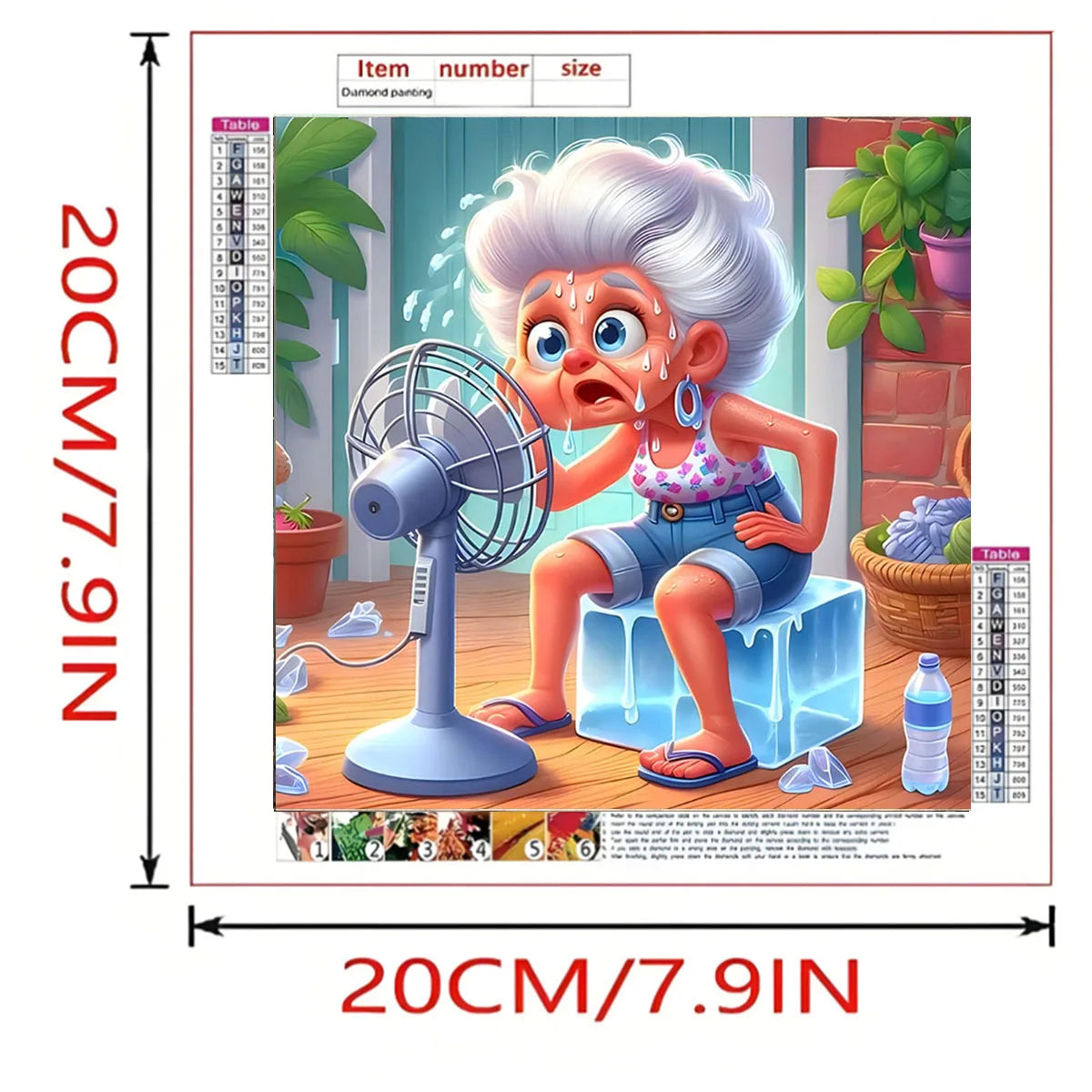 Grandma Diamond Painting Set with Fan Blowing, DIY Adult Full Diamond Home Decoration Painting Set, Adult, Frameless Art Craf