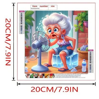 Grandma Diamond Painting Set with Fan Blowing, DIY Adult Full Diamond Home Decoration Painting Set, Adult, Frameless Art Craf