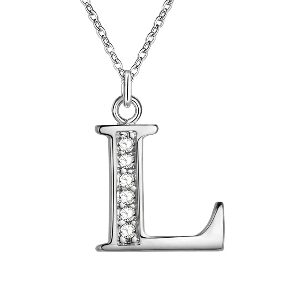26 Letters 925 Sterling Silver Necklace Pendant Zircon For Women Exquisite Student Girlfriend Jewelry Accessories Wedding Gif