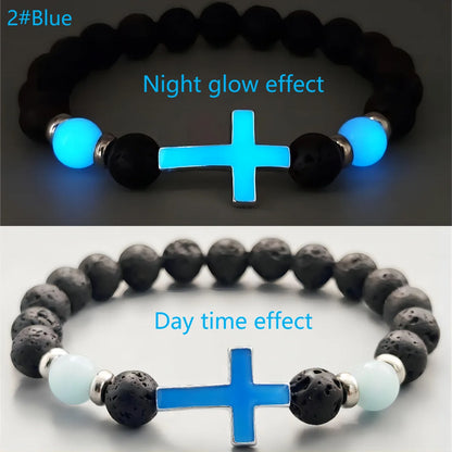 volcanic stone glow-in-the-dark vintage bracelet multi-colored luminous cross bracelet ornaments charm bracelet