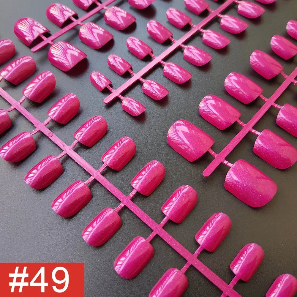 4 Sets/lot Mixed Colors False Nail Tips Short Full Cover Square Fake Nails Comfortable Multicolor Press On Nails Nail DIY - N