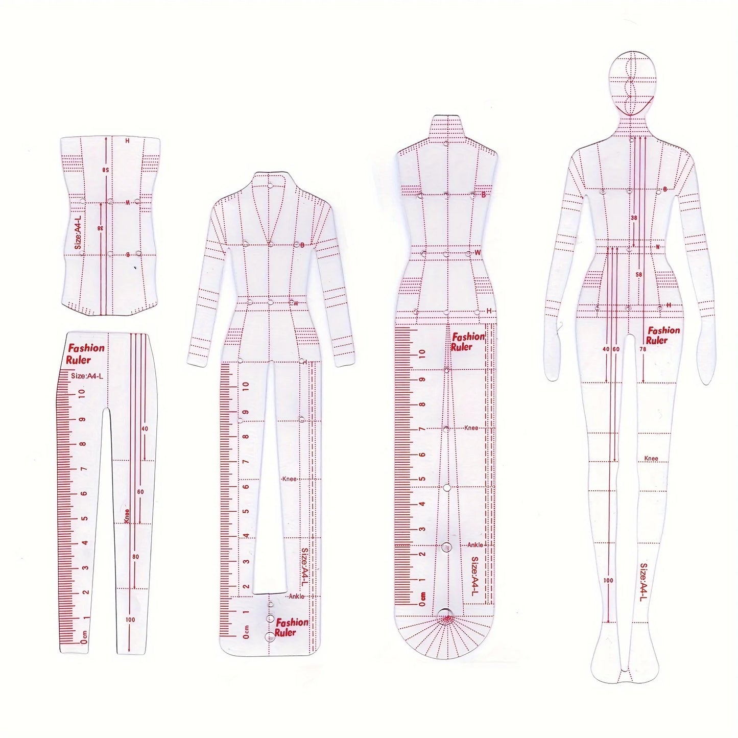 Transparent Body Model Skirt Design Template - Hand drawn Fashion Model Pattern, Suitable for Sewing and Weaving - 1set