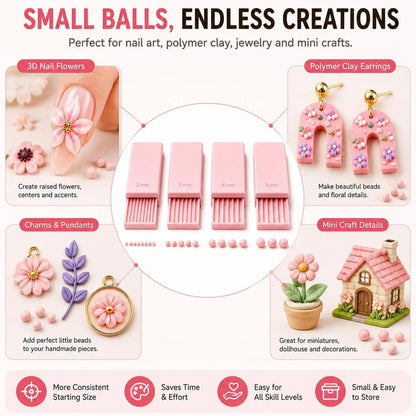 4PCS 3D Print Clay Gel Ball Maker Tool, Nail Art Bead Roller for 3D Gel Flowers | Polymer Clay Roller 2mm 3mm 4mm 5mm