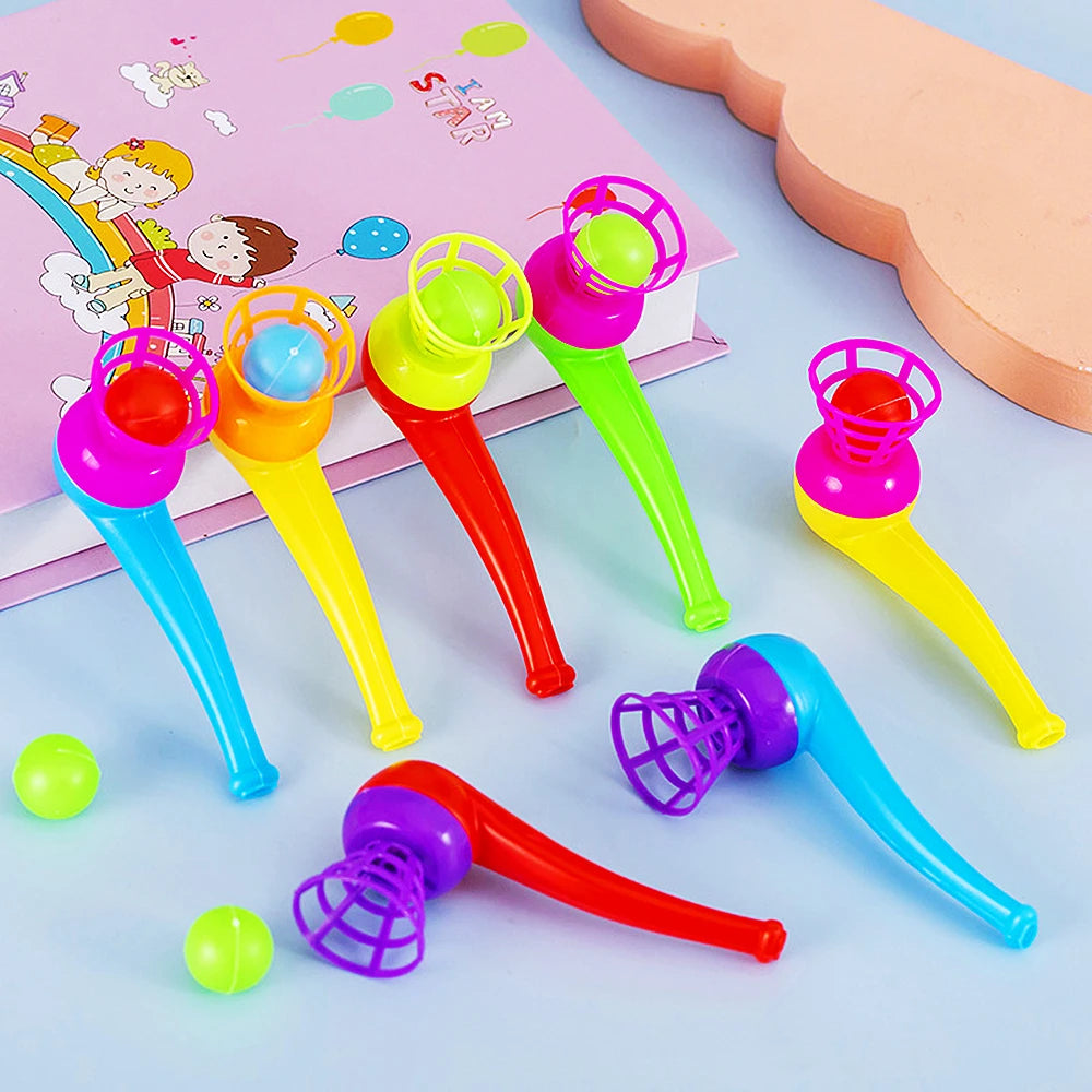 12Pcs Fun Magic Blowing Pipe Floating Ball Game Kids Birthday Party Favors Keepsakes Carnival Christmas Party Prizes Piñatas 