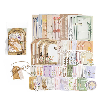 JIANQI 100pcs/pack Decor Scrapbook Vintage Materials Paper Combo Kit DIY Junk Journal Collage Photo Album Retro Background pa