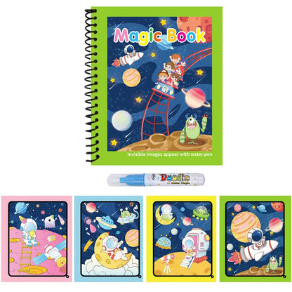 1pc Reusable Water Drawing Book Magic Water Book Mess-Free Magic Painting Pad with Refillable Water Pen Learning Education To