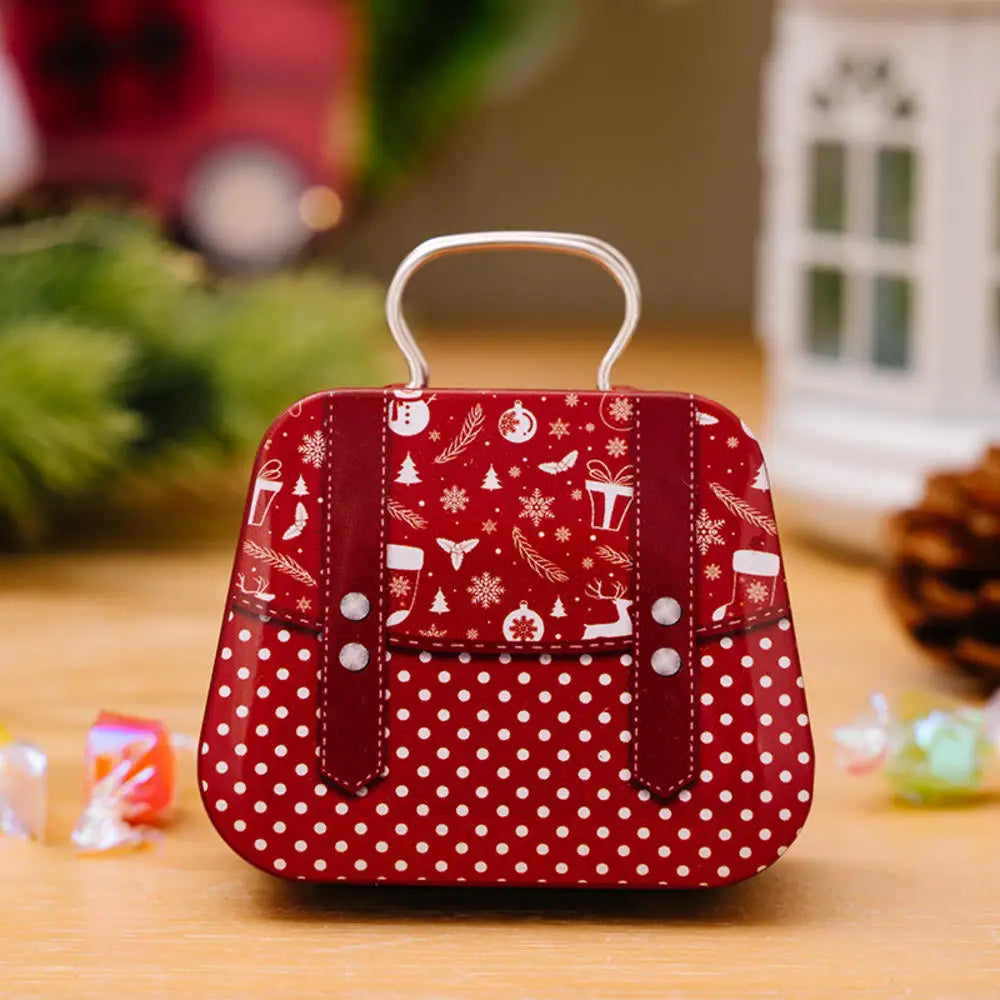 Christmas Decoration 2025 Metal Box Handbag Shape Tin Jar Jewelry Storage Case Kids Gift Can Storage Boxes 2026 Xms Party Dec