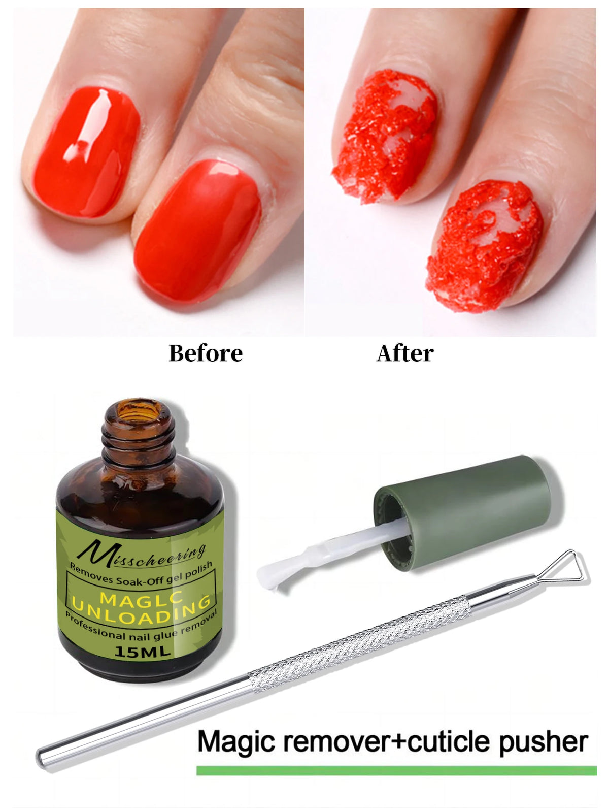 1/2pcs/Set Nail Magic Remover With Remover Tool Quickly & Easily Remove Gel Nail Polish And Poly Nail Gel Without Harming Nai