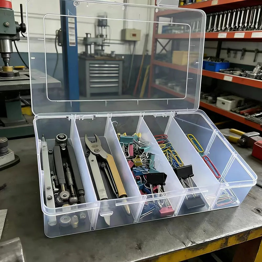 Hardware Tool Storage Box, 5-Compartment Transparent Tool Organizer Box, Screw and Accessory Sorting Box, Household Screw and