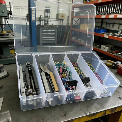 Hardware Tool Storage Box, 5-Compartment Transparent Tool Organizer Box, Screw and Accessory Sorting Box, Household Screw and