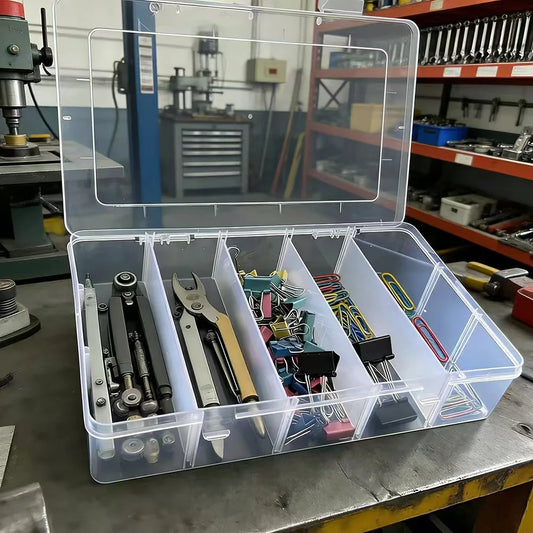 Hardware Tool Storage Box, 5-Compartment Transparent Tool Organizer Box, Screw and Accessory Sorting Box, Household Screw and