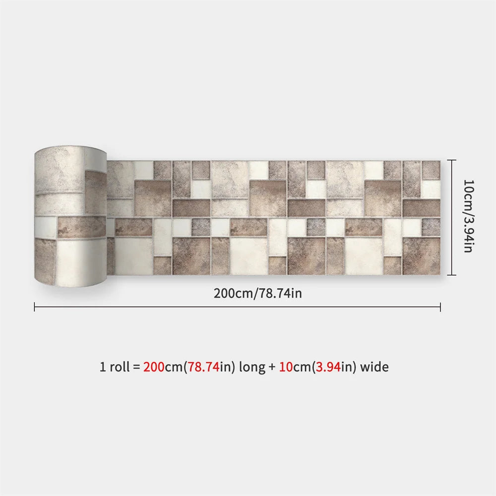 Mosaic Bathroom Waist Line Wall Stickers Waterproof Peel & Stick Art Backsplash Kitchen Office Skirting Line Decor Wallpaper 