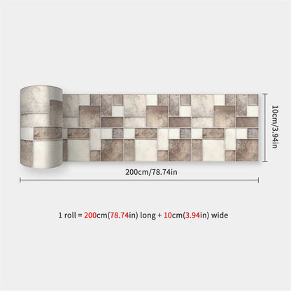 Mosaic Bathroom Waist Line Wall Stickers Waterproof Peel & Stick Art Backsplash Kitchen Office Skirting Line Decor Wallpaper 