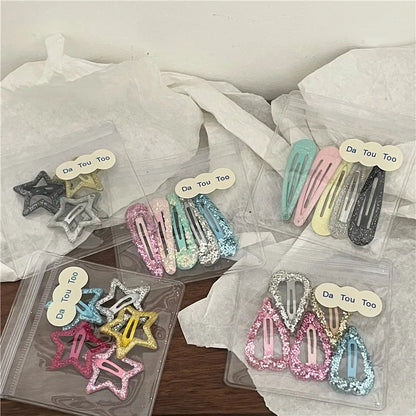 Colorful Sequins Water Drop Five-Pointed Star BB Clip Bang Clip Sweet Girl Gold Powder Love Heart-Shaped Hairpin Side Clip Ne