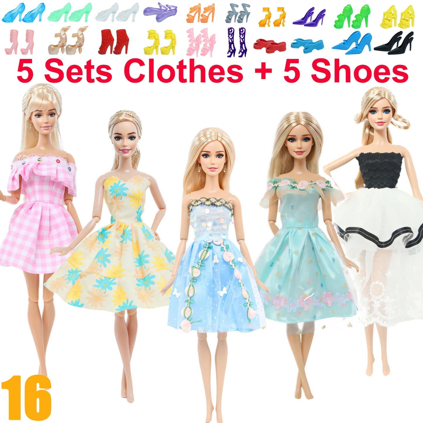 10 Pcs/Set Fashion Outfits 30cm Doll Shirt Pants Dress Shoes 11.5 Inch Doll Clothes Dollhouse 11.8" 1/6 Doll Accessories Toy 