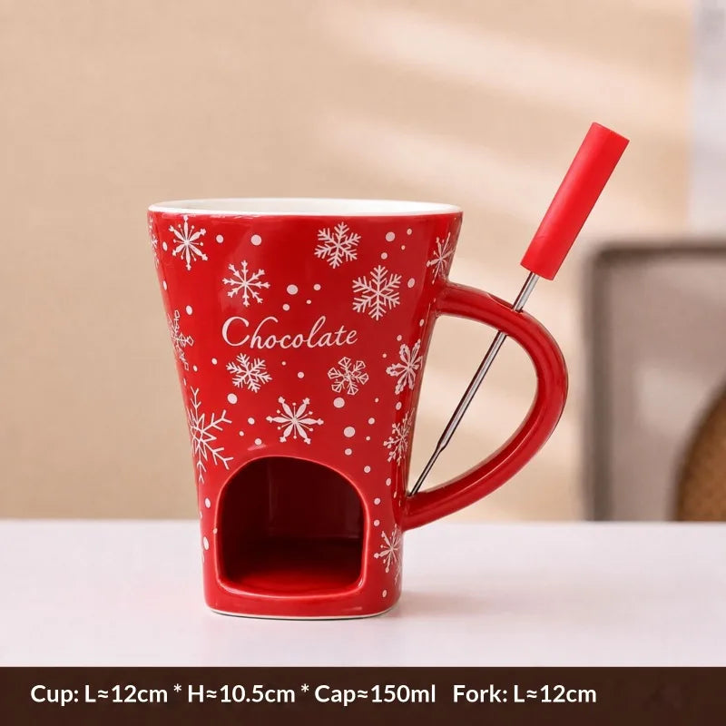 New 130ML European Candle Cup Cheese Chocolate Melting Ceramic Mug Heating Food Ceramic Mug with Fork Coffee Mug Tableware HW