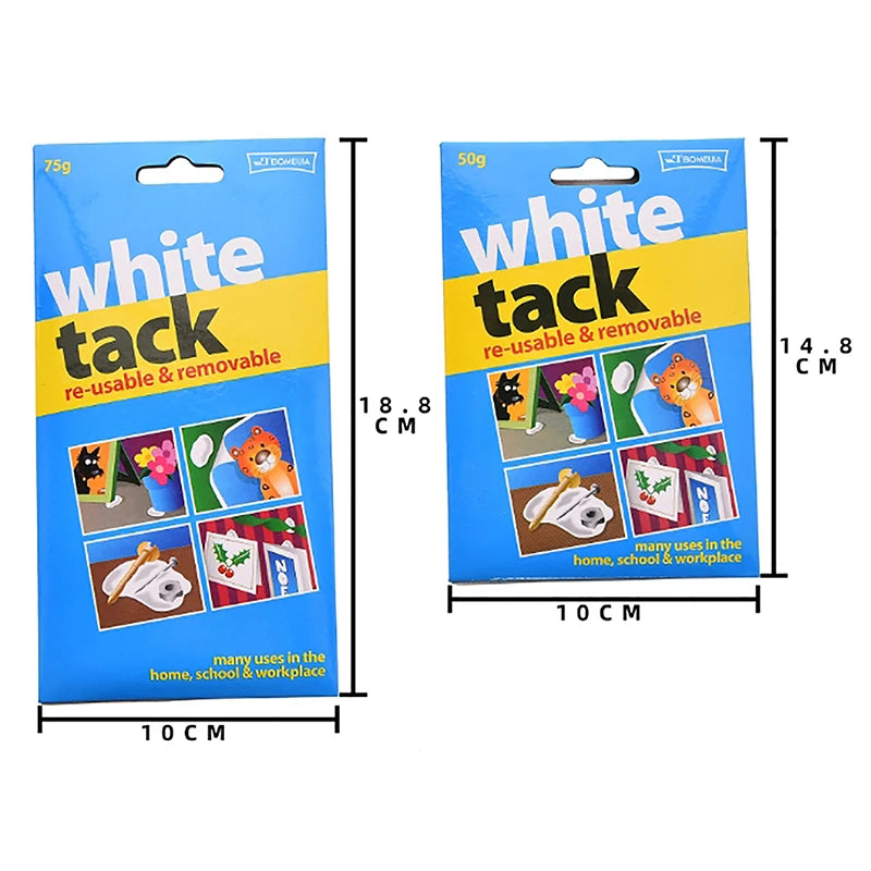 50/75G White Tack Reusable Adhesive Putty Sticky Tack Non-Toxic Removable Wall Safe Tack Putty for Poster Photo Frames Party
