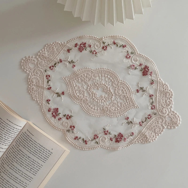 Vintage Lace Coaster Table Cloth Lace Tablecloth Embroidery Placemat Cabinet Furniture Decoration Background Photo Props