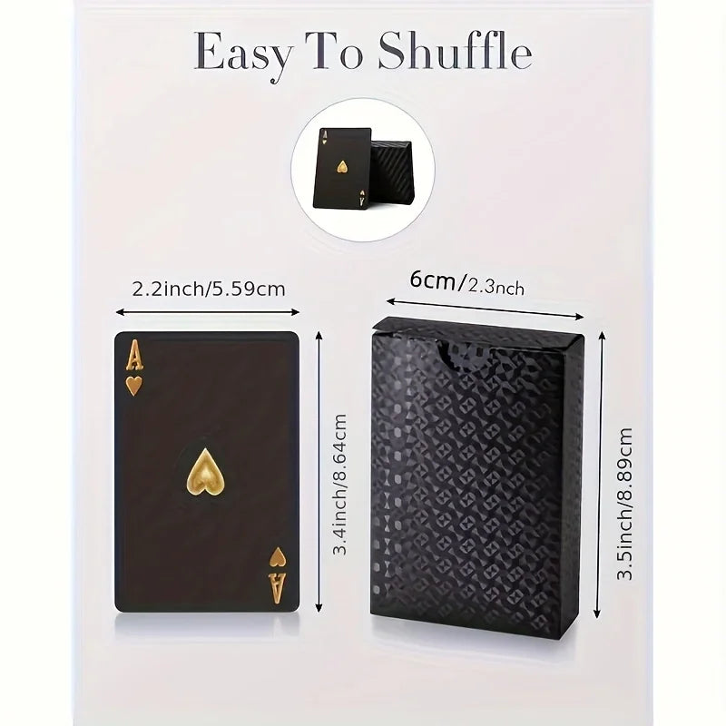 Cool Black Gold Waterproof Playing Cards, a Deck of Playing Cards Containing Christmas, Halloween, Thanksgiving Gifts, Game G