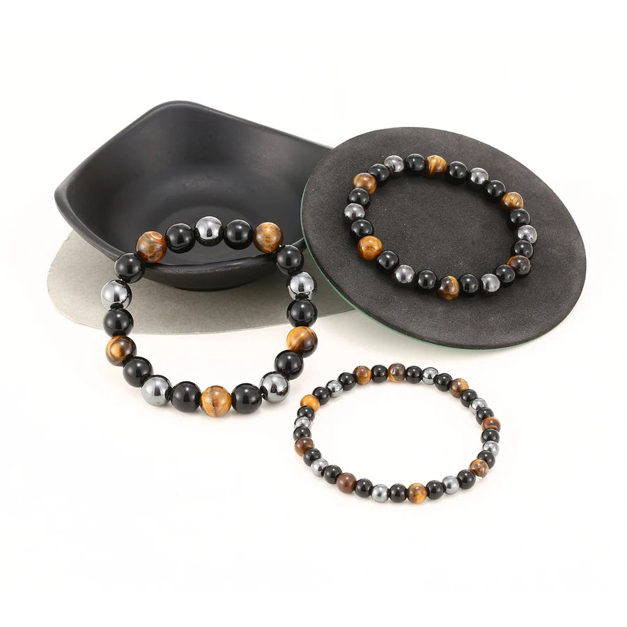 Natural Black Obsidian Hematite Tiger Eye Beads Bracelets Men for Magnetic Health Protection Women Soul Jewelry Pulsera Hombr
