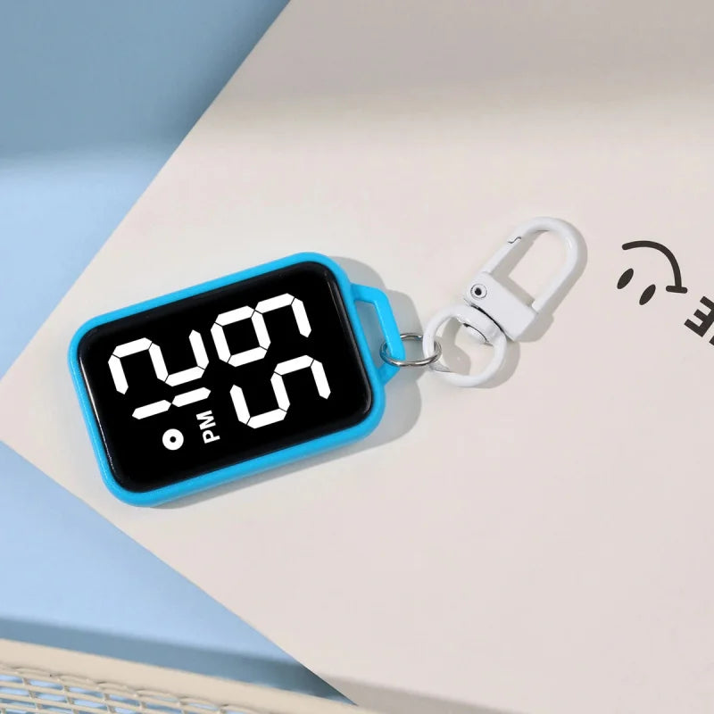 LED Keychain Pocket Watch Digital Display Electronic Watch for Youngster Student Backpacks Keys Pendant Timepiece Present