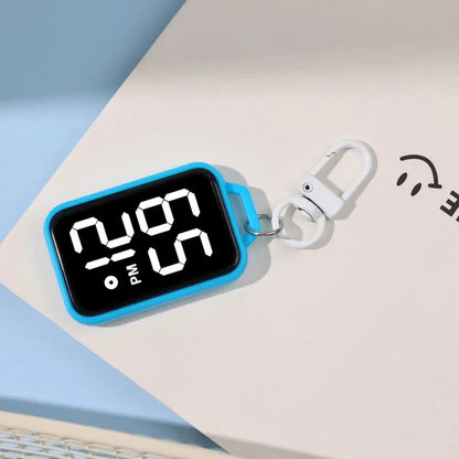 LED Keychain Pocket Watch Digital Display Electronic Watch for Youngster Student Backpacks Keys Pendant Timepiece Present