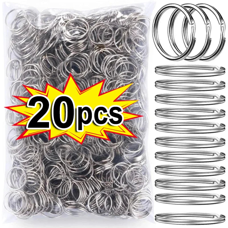20/200pcs Stainless Steel Key Ring Key Chain 25mm Round Flat Round Split Keychain Polished Metal Blank Circle For DIY Finding
