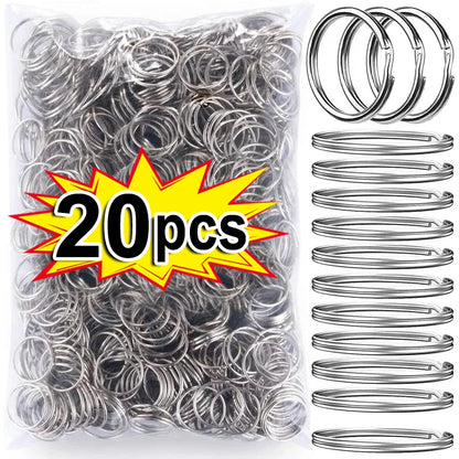 20/200pcs Stainless Steel Key Ring Key Chain 25mm Round Flat Round Split Keychain Polished Metal Blank Circle For DIY Finding