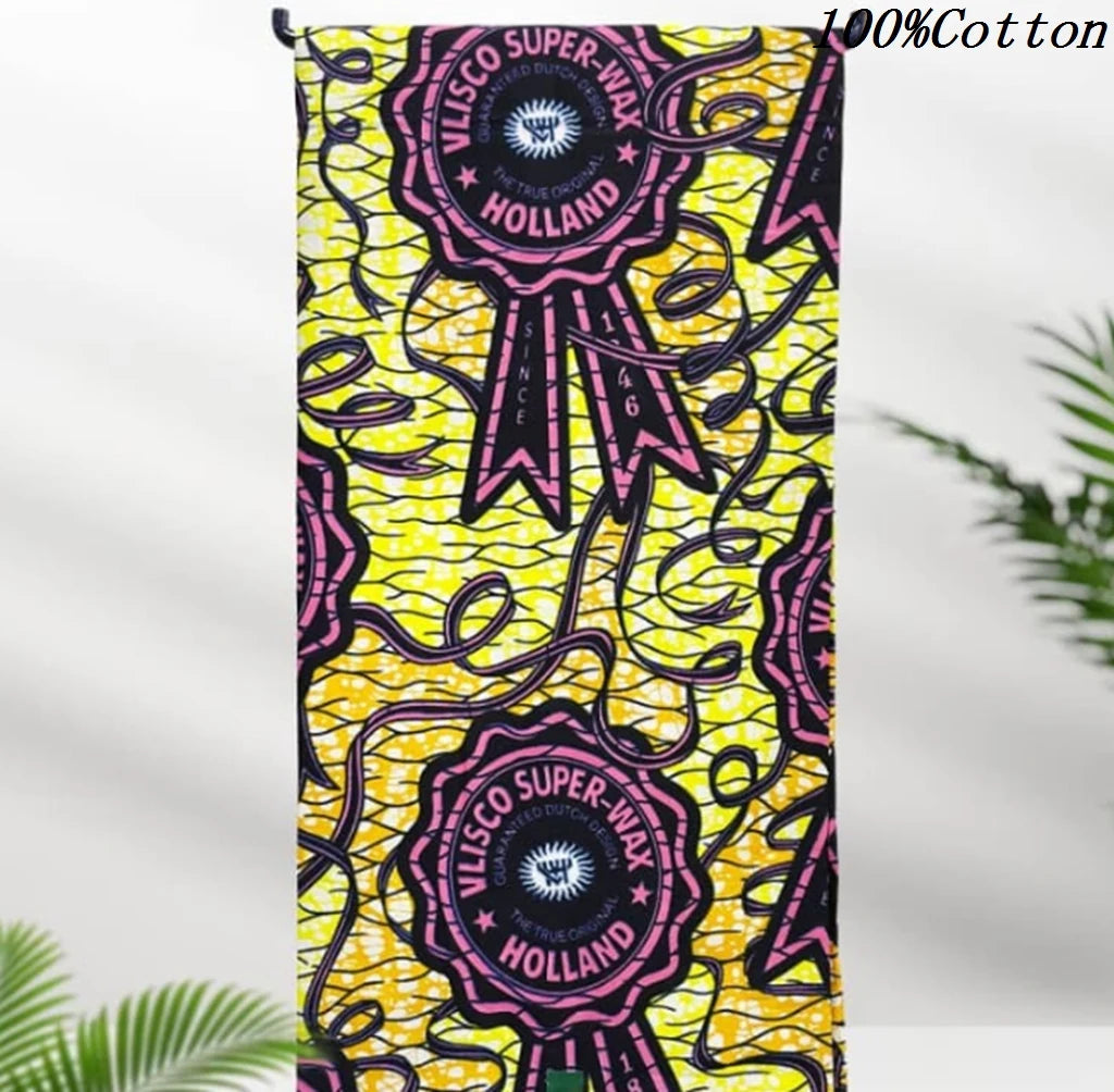 New African Ankara Batik Fabric Super Real Wax African Cotton Material Prints Wax Tissu For Sew 6yards
