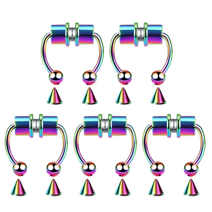 5pcs Stainless Steel Magnet Fake Nose Ring Hoop Fake Piercing Hoop Septum Rings For Women Fashion Gothic Rock Body Jewelry Gi