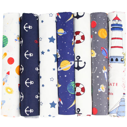 7PCS 25 x 25cm/50 x 50cm Squares Cotton Craft Fabric Cloths for DIY Bundle Patchwork Quilting Sewing Scrapbooking Artcraft