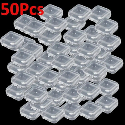 Mini Plastic Jewelry Storage Box Square Transparent Flip Portable Pill Container Jewelry Holder Packaging Earrings Display Ca