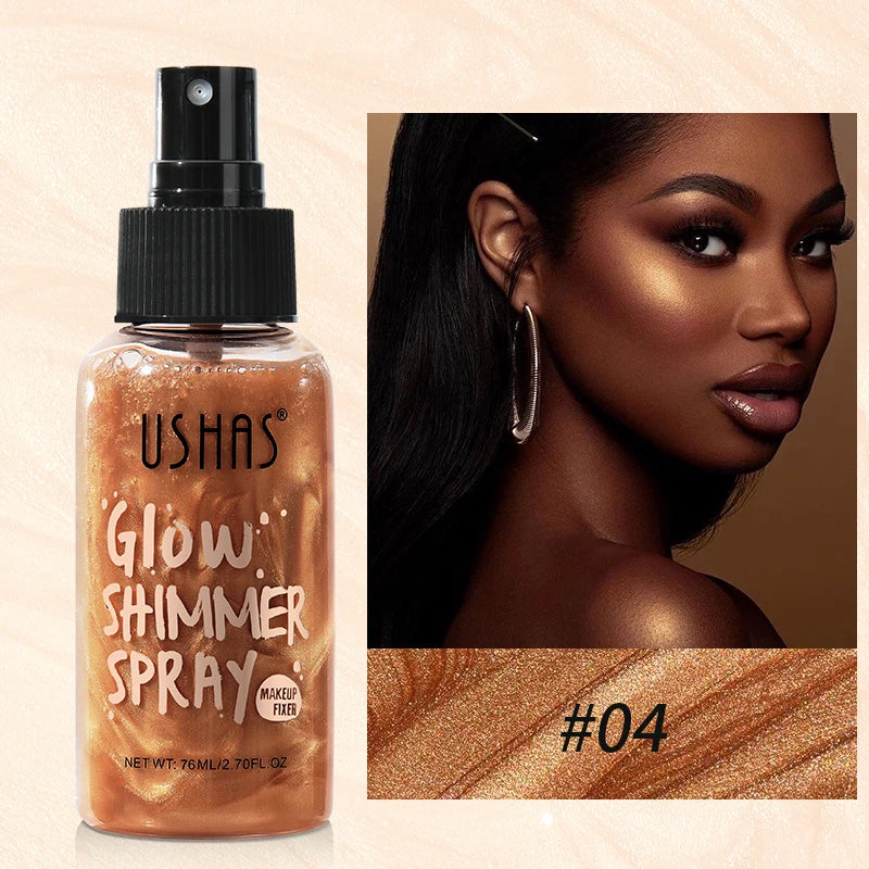 USHAS 4 Color Body Liquid Highlighter Facial Contour Brightening Makeup Long Lasting Sequin Illuminating Moisturizing Highlig