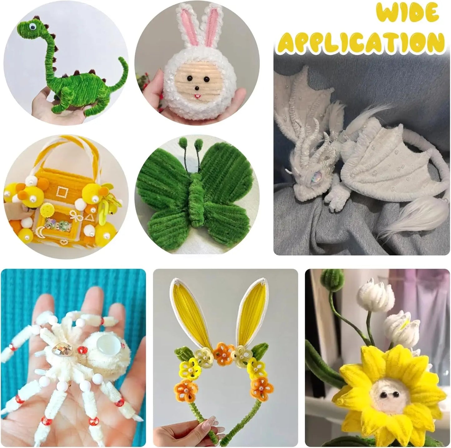 600pcs Multi-Colored, Flower Making Kit, Arts and Craft Supplies, Pipe Cleaners Kit, Pipe Cleaner for Flower, Craft Supplies 